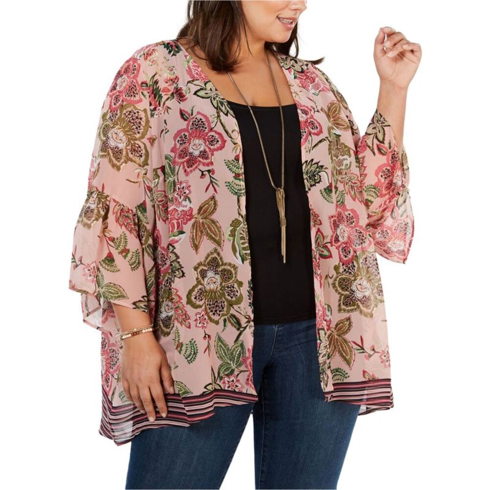 Style & Co. Womens Plus Size Floral Kimono Jacket, NWT